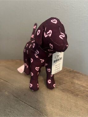 Victoria's Secret Dark Purple Plush Dog with Pink Heart Print